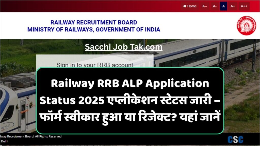 Railway RRB ALP Application Status 2025