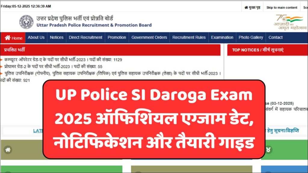 UP Police SI Daroga Exam 2025